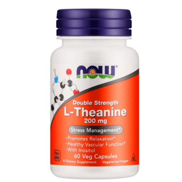 NOW Foods L-Theanine Double Strenght 200 mg 60 kaps NOW Foods L-Theanine Double Strenght 200 mg 60 kaps