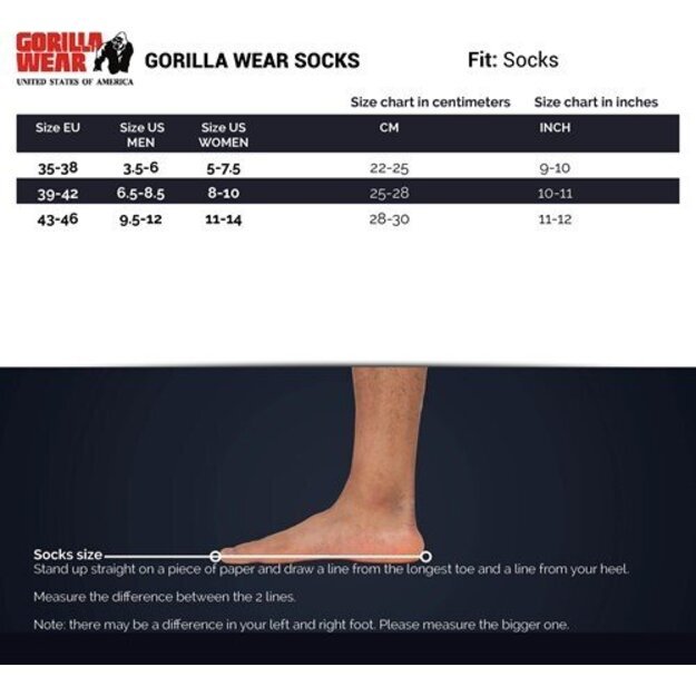 Gorilla Wear Crew Socks 2 poros - Black