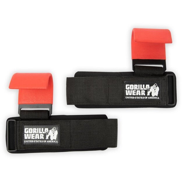 Gorilla Wear Weight Lifting Hooks - Black/Red