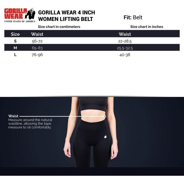 Gorilla Wear 4 Inch Women s Lifting Belt - Black/Red