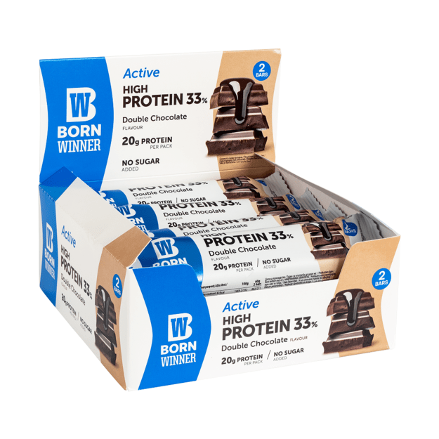 Born Winner Active protein bar Double Chocolate 12vnt x 60g Born Winner Active protein bar Double Chocolate 12vnt x 60g