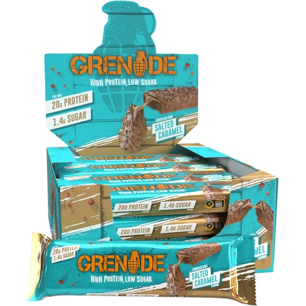 Grenade Protein bar Chocolate Chip Salted Caramel 12 vnt x 60 gr  Grenade Protein bar Chocolate Chip Salted Caramel 12 vnt x 60 gr