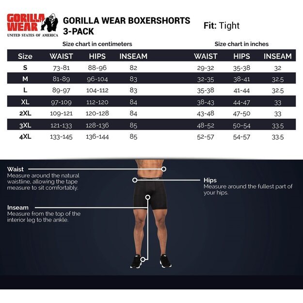Gorilla Wear Boxershorts 3 vnt (mix color)