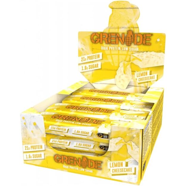 Grenade Protein bar Lemon Cheesecake 12 vnt x 60 gr  Grenade Protein bar Lemon Cheesecake 12 vnt x 60 gr