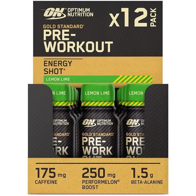 ON Gold Standard Pre-workout Shot 12 vnt EXP. 2025 07 ON Gold Standard Pre-workout Shot 12 vnt EXP. 2025 07
