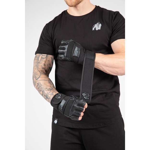 Gorilla Wear Dallas Wrist Wraps Gloves - Black/Red Stitched 3