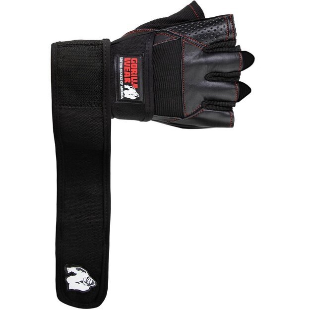 Gorilla Wear Dallas Wrist Wraps Gloves - Black/Red Stitched 1
