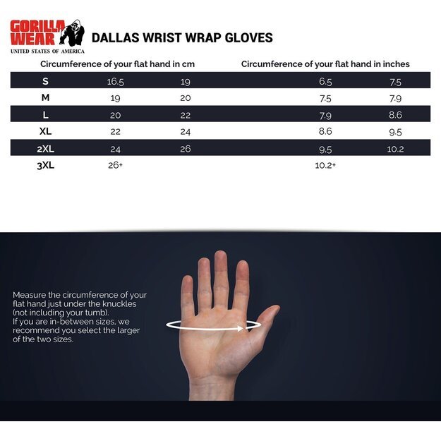 Gorilla Wear Dallas Wrist Wraps Gloves - Black/Red Stitched 2