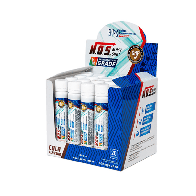 BalkanPharmaceuticals NOS Blast shot 20 vnt Pilna dėžutė BalkanPharmaceuticals NOS Blast shot 20 vnt Pilna dėžutė