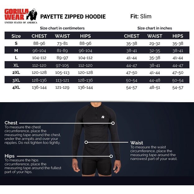 Gorilla Wear Payette Zipped Hoodie - Black