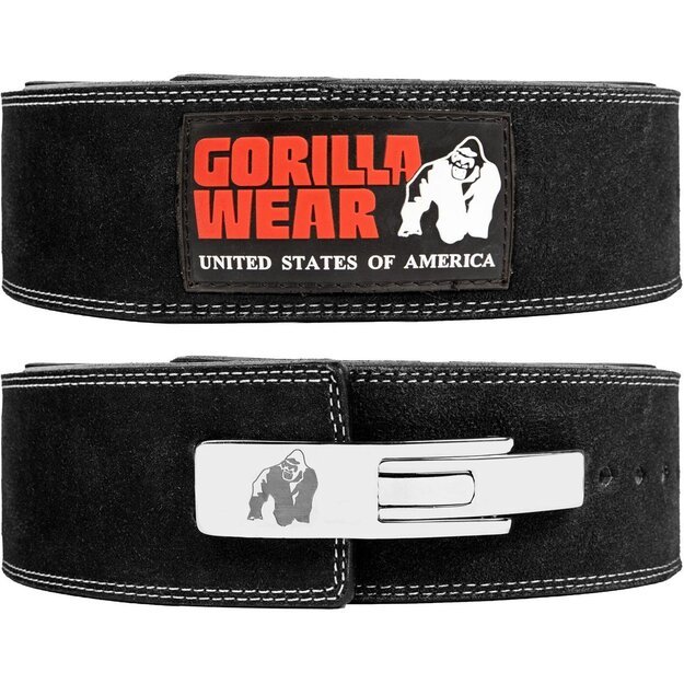 Gorilla Wear 4 Inch Leather Lever Belt - Black