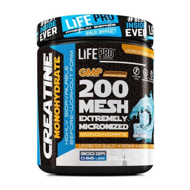 Life Pro Creatine Monohydrate 200 MESH 300 gr. (ultra mikronizuotas) Life Pro Creatine Monohydrate 200 MESH 300 gr. (ultra mikronizuotas)