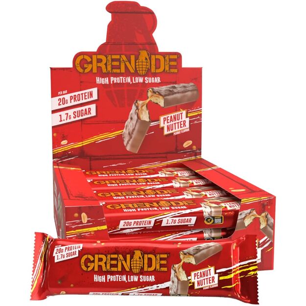 Grenade Protein bar Peanut Nutter 12 vnt x 60 gr  Grenade Protein bar Peanut Nutter 12 vnt x 60 gr