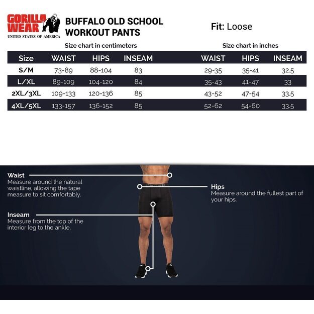 Gorilla Wear Buffalo Old School Workout Pants - Black/Gray