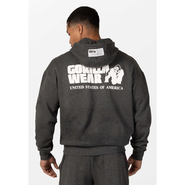 Gorilla Wear Classic Oversized Zipped Hoodie - Dark Gray Melange