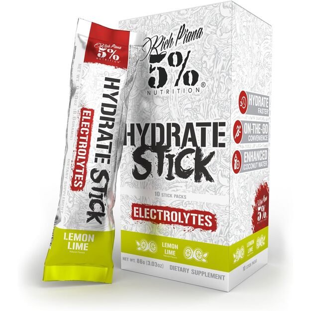 Rich Piana Hydrate Stick Pack 10 vnt po 9 gr elektrolitai Rich Piana Hydrate Stick Pack 10 vnt po 9 gr elektrolitai