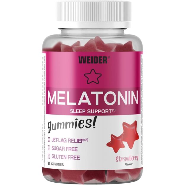 Weider Melatonin Strawberry 60 guminukų Weider Melatonin Strawberry 60 guminukų