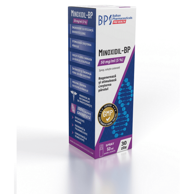 Balkan Pharmaceuticals Minoxidil 50 mg 5% pur&scaron;kalas nuo plikimo
