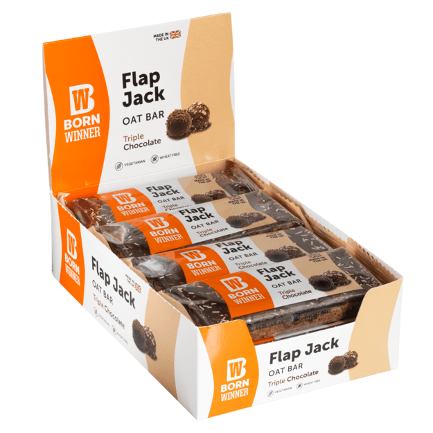 Born Winner Flapjack Triple chocolate 12 vnt x 100g Born Winner Flapjack Triple chocolate 12 vnt x 100g