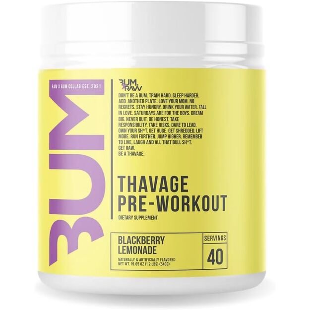 RAW CBUM Thavage Pre-Workout 40 servings Blackberry Lemonade RAW CBUM Thavage Pre-Workout 40 servings Blackberry Lemonade