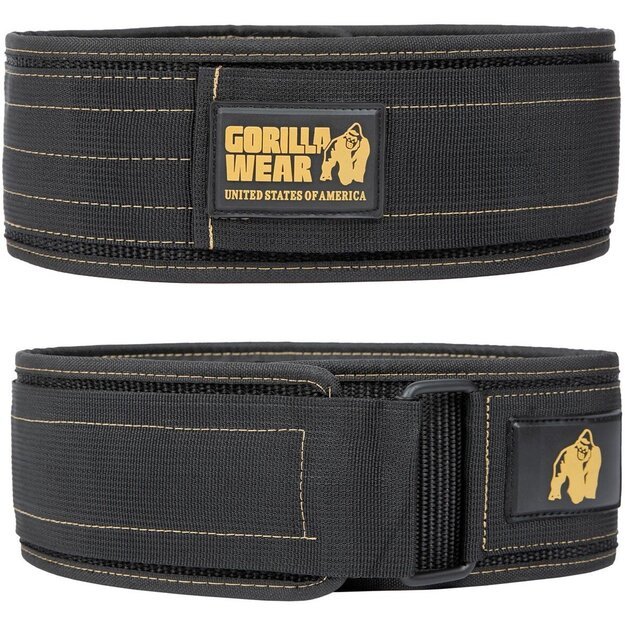 Gorilla Wear 4 Inch Nylon Lifting Belt - Black/Gold