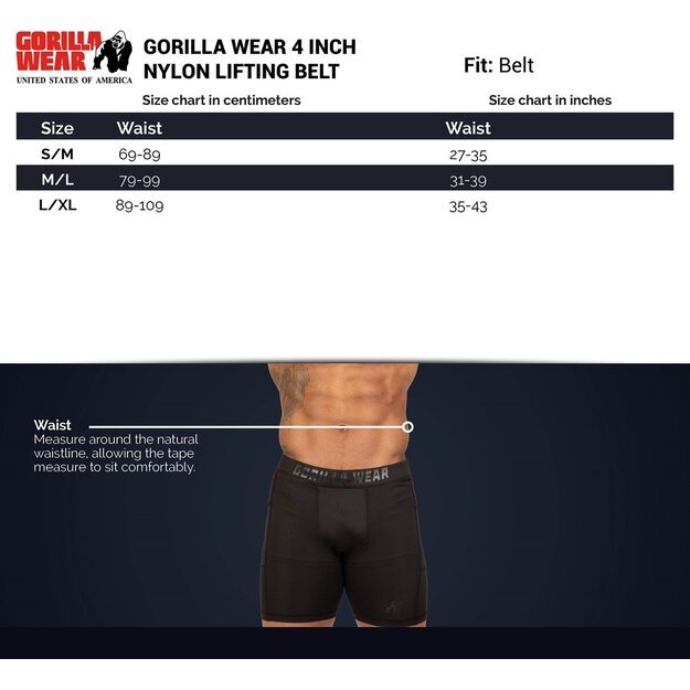 Gorilla Wear 4 Inch Nylon Lifting Belt - Black/Gold