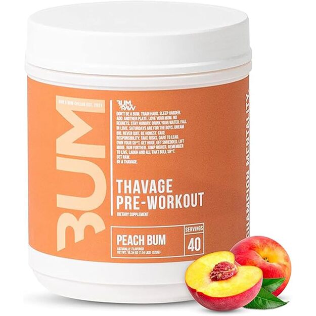 RAW CBUM Thavage Pre-Workout 40 servings Peach BUM RAW CBUM Thavage Pre-Workout 40 servings Peach BUM