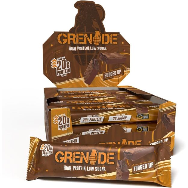 Grenade Protein bar Fudged Up 12 vnt x 60 gr  Grenade Protein bar Fudged Up 12 vnt x 60 gr