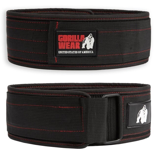 Gorilla Wear 4 Inch Nylon Lifting Belt - Black/Red