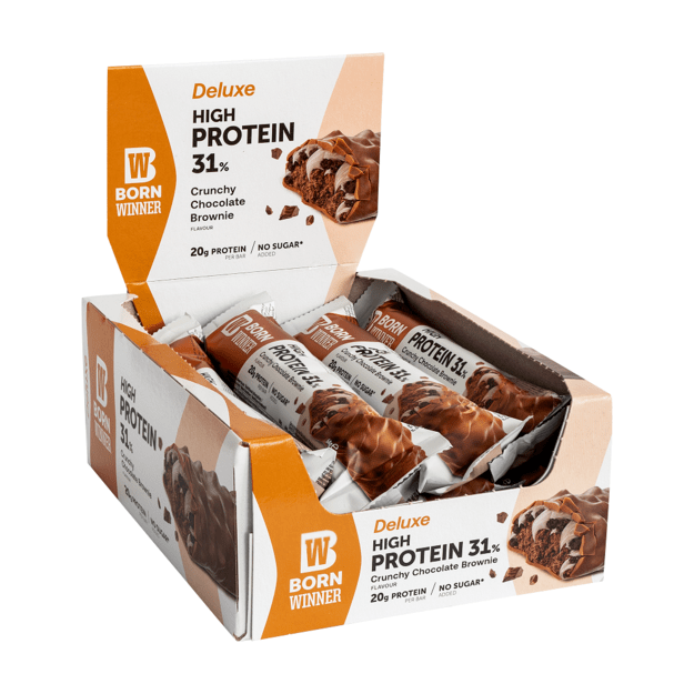 Born Winner Deluxe protein bar Crunchy Chocolate Brownie 12 vnt X 64g Born Winner Deluxe protein bar Crunchy Chocolate Brownie 12 vnt X 64g