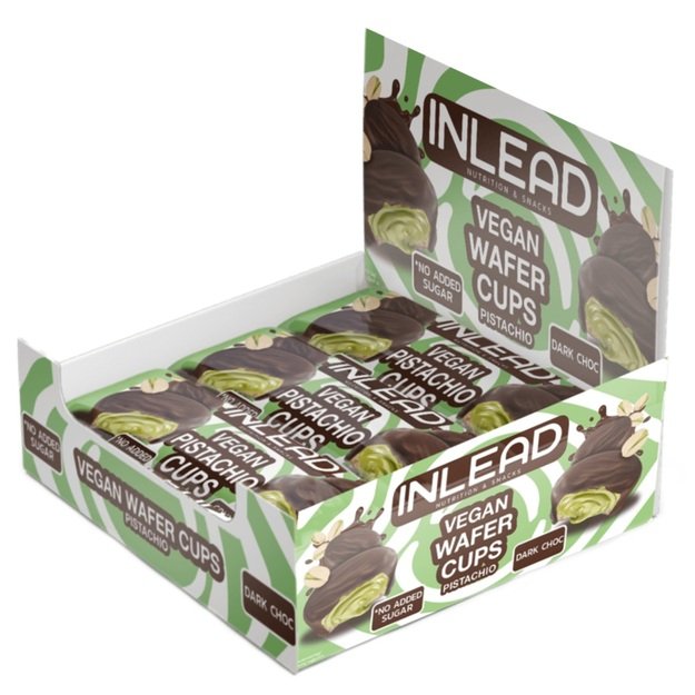 Inlead Wafer Cups -15 x 50 g Vegan Pistachio Dark Choc Inlead Wafer Cups -15 x 50 g Vegan Pistachio Dark Choc
