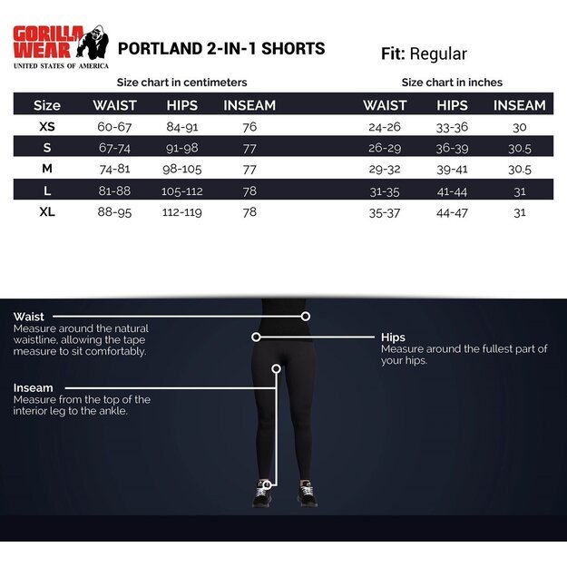 Gorilla Wear Portland 2-In-1 Shorts - Black