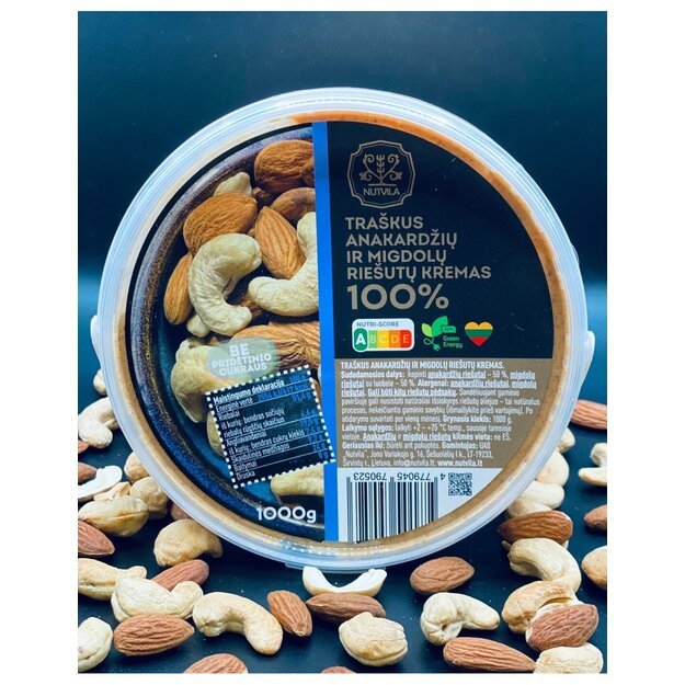 Nutvila anakardžių ir migdolų rie&scaron;utų kremas 1kg